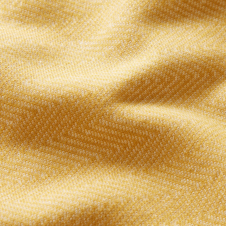 Winter sweatshirt fabric horizontal stripes – gold/white,  image number 2