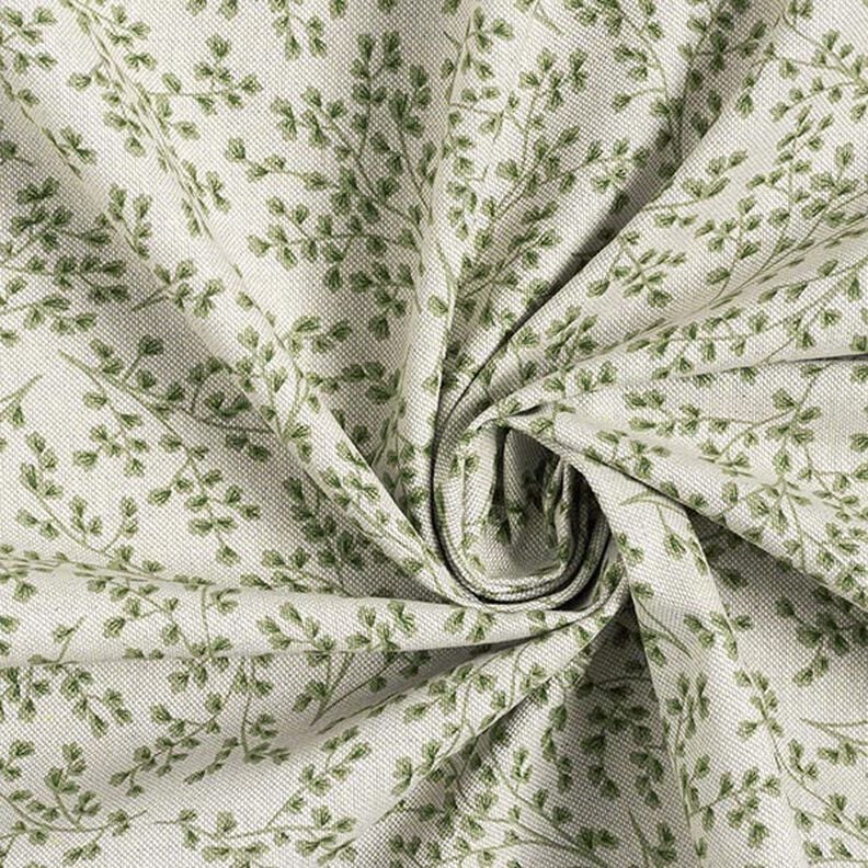 Decor Fabric Half Panama Fine Leafy Vines – natural/lime green,  image number 3