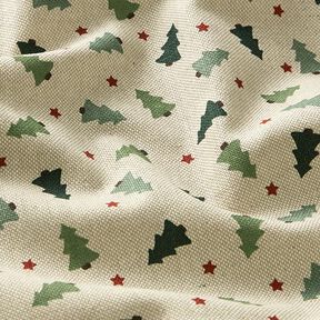 Decorative fabric half Panama small fir trees – natural, 