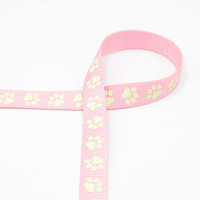 Reflective woven tape Dog leash Paws [20 mm] – pink, 