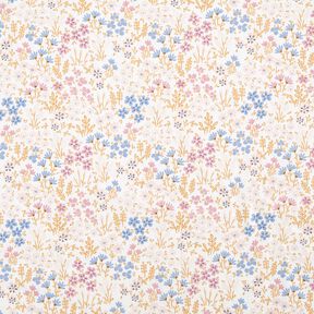 Coated Cotton colourful floral meadow – white/pastel violet, 