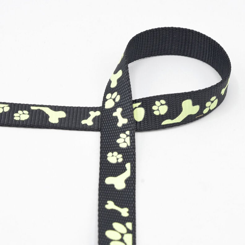 Reflective woven tape Dog leash [20 mm] – black,  image number 2