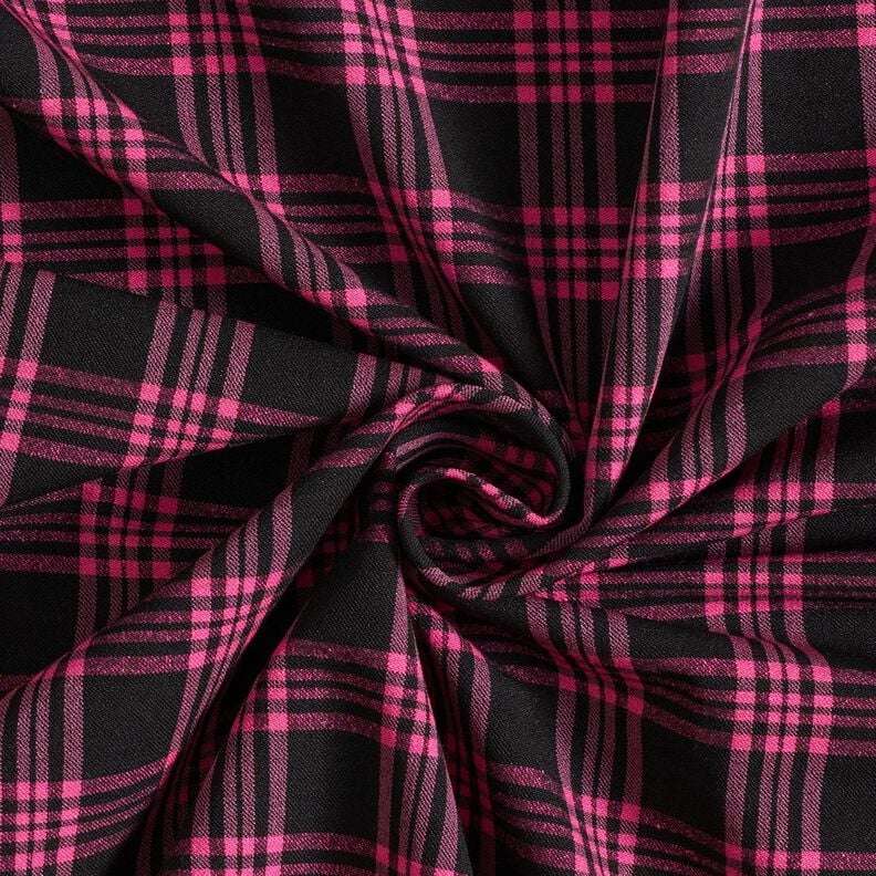 Stretch trouser fabric tartan – black/intense pink,  image number 3