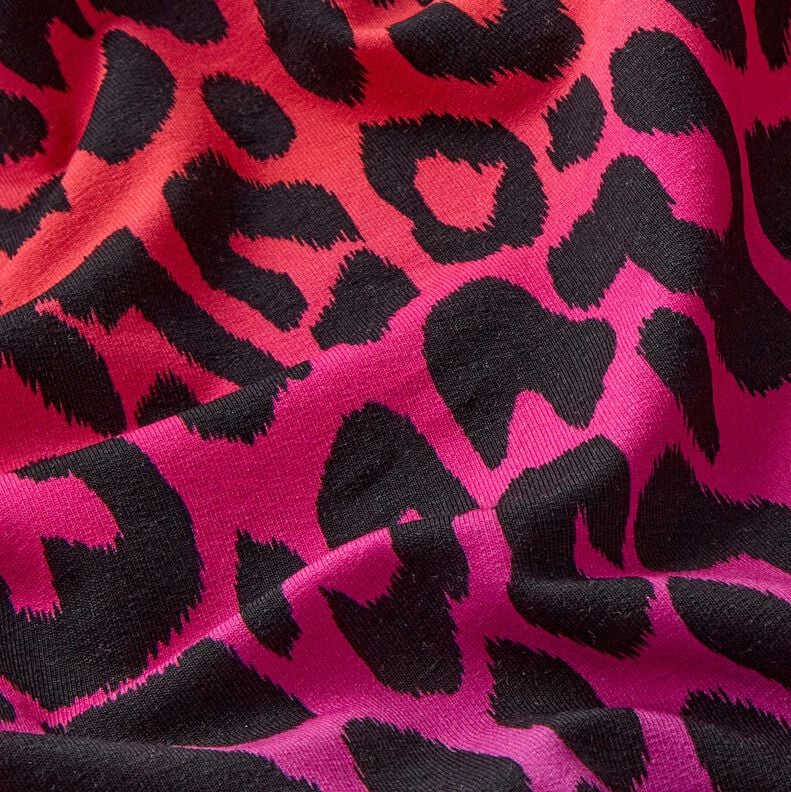 French Terry Gradient Leopard Digital Print | by Poppy – purple/fire red,  image number 2