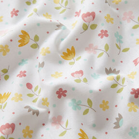 Cotton Poplin Flower meadow and dots – white, 