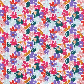 Coated Cotton pastel flowers – white/lilac, 