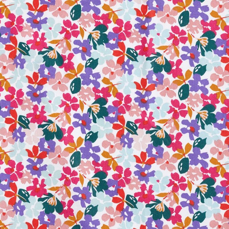 Coated Cotton pastel flowers – white/lilac,  image number 1