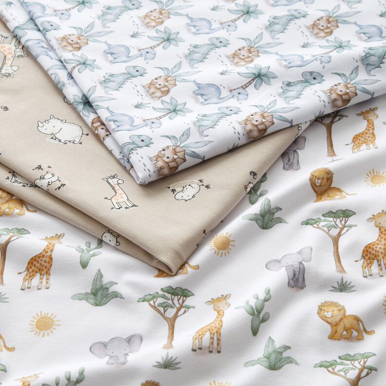 Cotton Jersey Baby jungle animals Digital Print – ivory,  image number 5