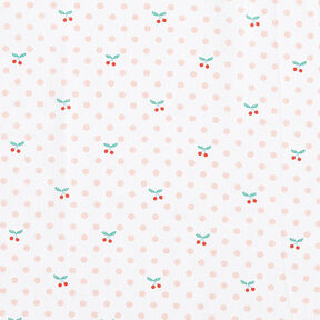 Poplin Polka Dots and Cherries – white/rosé, 