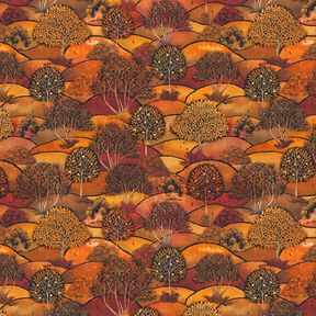 Autumn Landscape Digital Print Half Panama Decor Fabric – bronze/orange, 