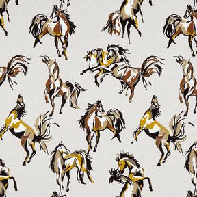 Decor Fabric Half Panama wild horses – natural/black, 