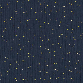 Scattered Gold Polka Dots Cotton Muslin – navy blue/gold, 