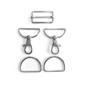 Bag Accessories Set [ 5-Pieces | 30 mm] – silver metallic, 