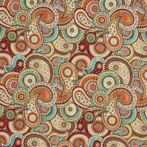 Decor Fabric Tapestry Fabric abstract paisley – light beige/carmine, 