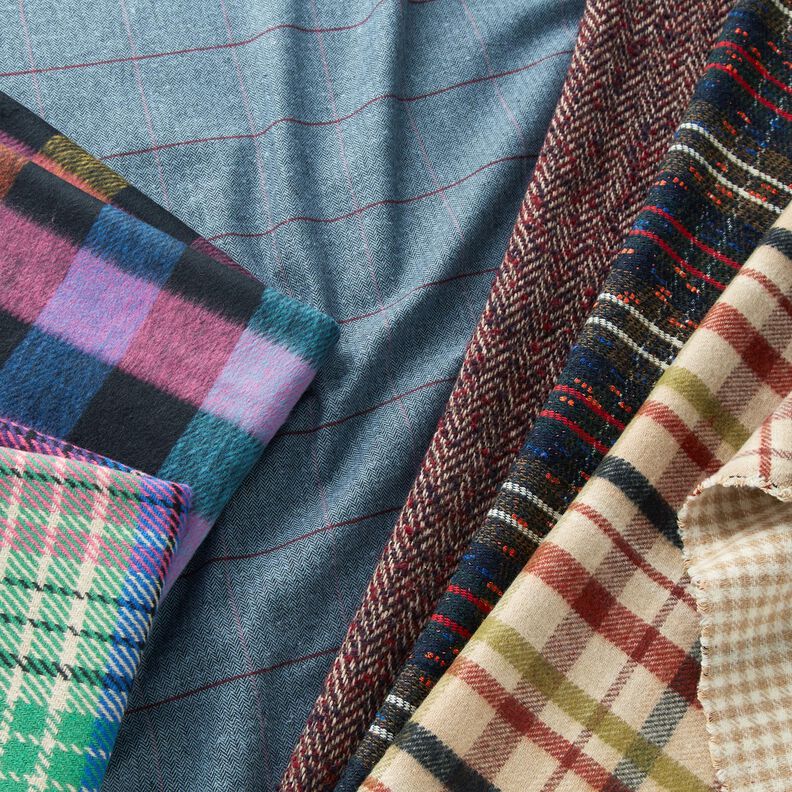 Coat fabric wool blend blurred check,  image number 6