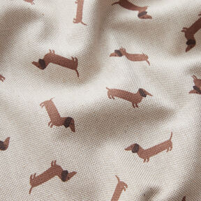 Decor Fabric Half Panama Dachshunds – natural/medium brown, 