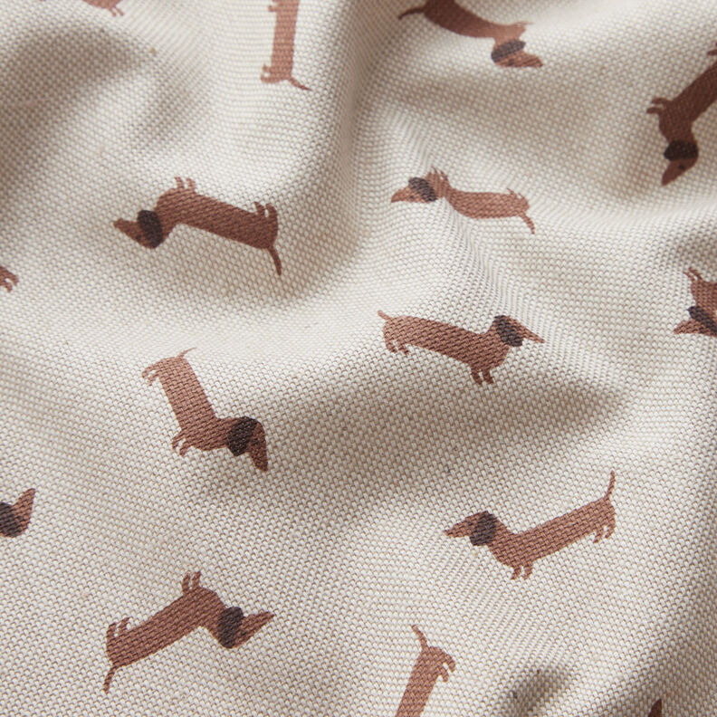 Decor Fabric Half Panama Dachshunds – natural/medium brown,  image number 2