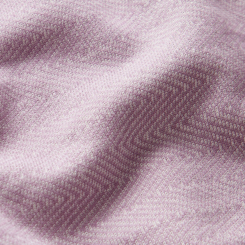 Winter sweatshirt fabric horizontal stripes – lavender/white,  image number 2