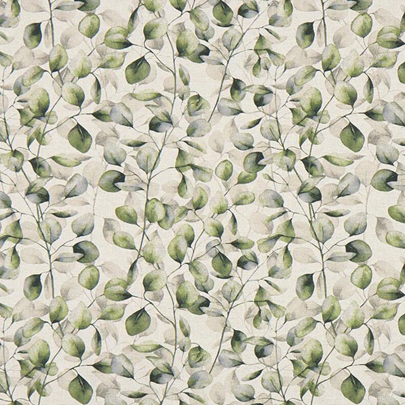 Decor Fabric Half Panama poplar leaves – natural/dark olive,  image number 1