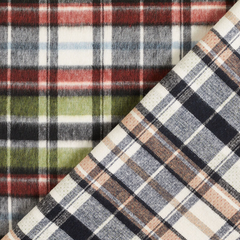 Coat fabric double-face tartan – grey/carmine,  image number 1