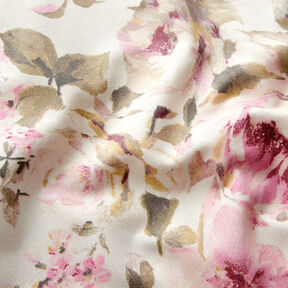 Decor Fabric Half Panama Painted Roses – offwhite, 