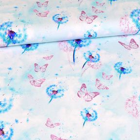 Cotton Jersey Dandelions and butterflies | Glitzerpüppi – ice blue, 