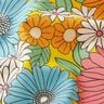 Cotton Cretonne large retro flowers – turquoise/sunglow,  thumbnail number 2