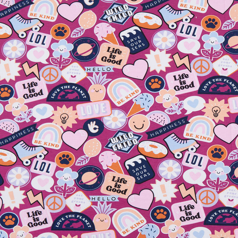 Cotton Jersey Happy patches | by Poppy grape,  image number 1