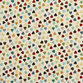 Decor Fabric Tapestry Fabric Scattered Hearts – light beige/petrol, 