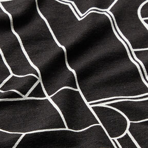 geometric shapes viscose jersey – black/white, 