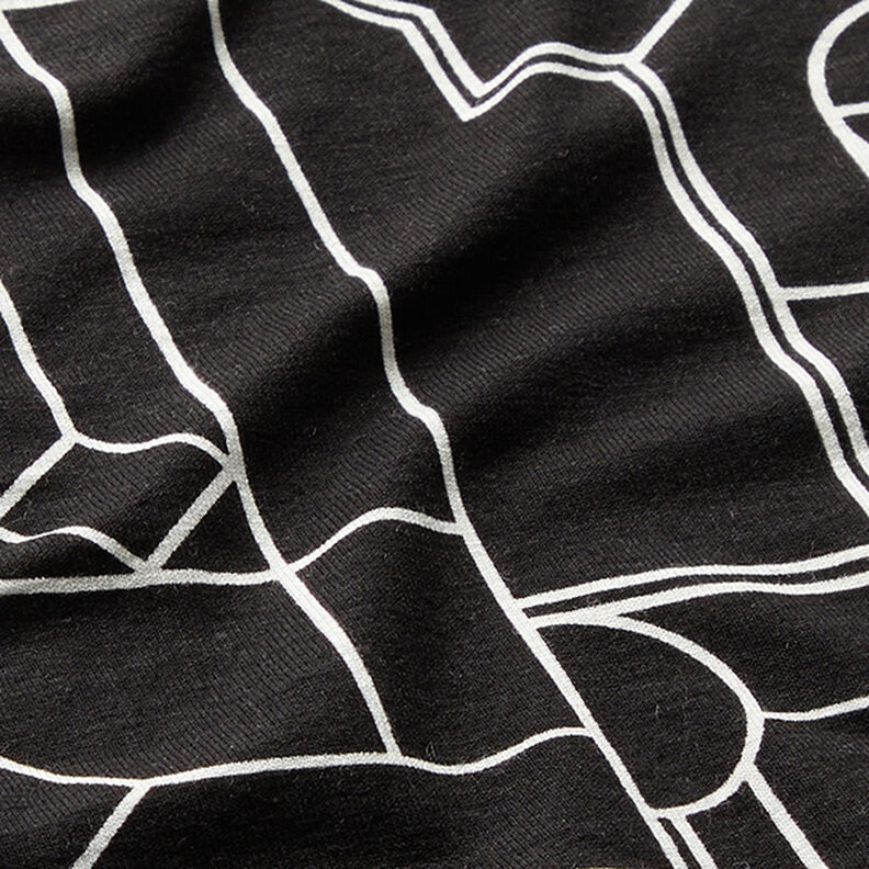 geometric shapes viscose jersey – black/white,  image number 2