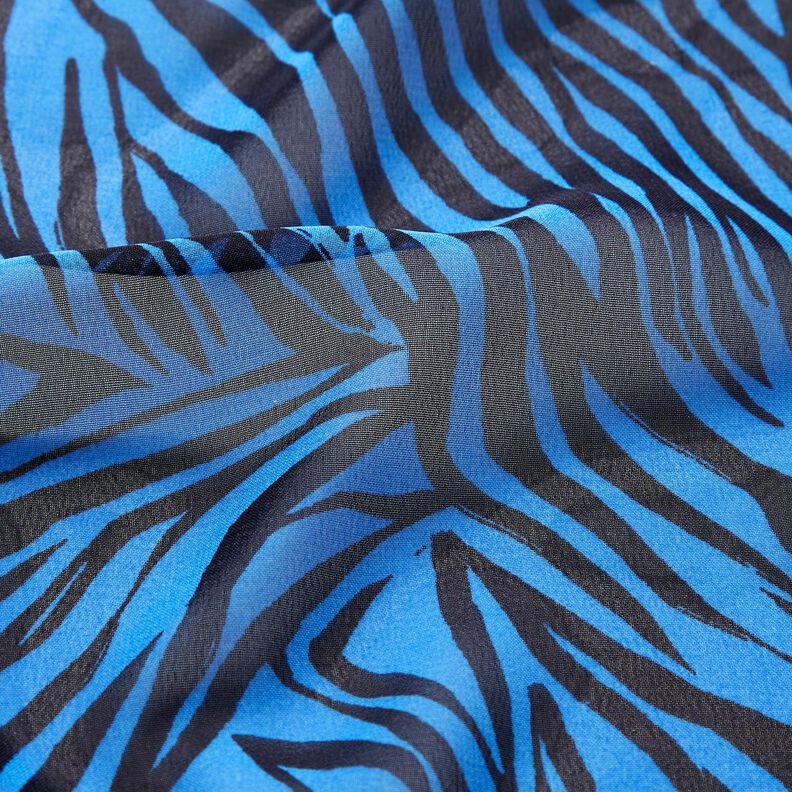 Chiffon Zebra Stripes – blue/black,  image number 2