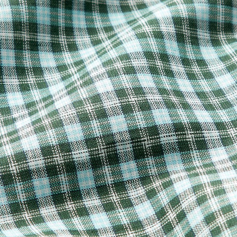 Cotton fabric overlaid gingham – fir green/light blue,  image number 2