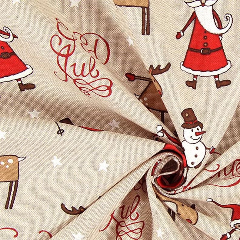 Half Panama Decor Fabric Christmas Excitement – natural,  image number 2