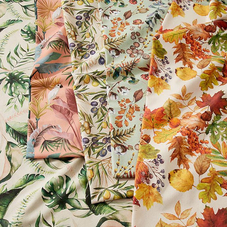 Decorative fabric, half Panama autumn leaves, recycled – natural,  image number 5