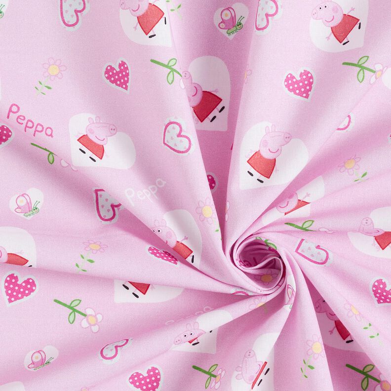 Cotton Poplin Peppa Hearts Licensed Fabric | ABC Ltd – pastel violet,  image number 3