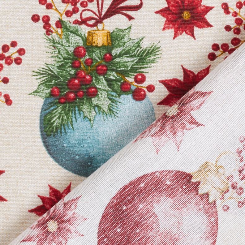 Decor Fabric Canvas Christmas Tree Baubles – natural/carmine,  image number 4