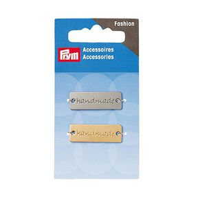 Appliqué "Handmade" pins [ 3 x 1 cm ] | Prym – silver metallic/gold, 