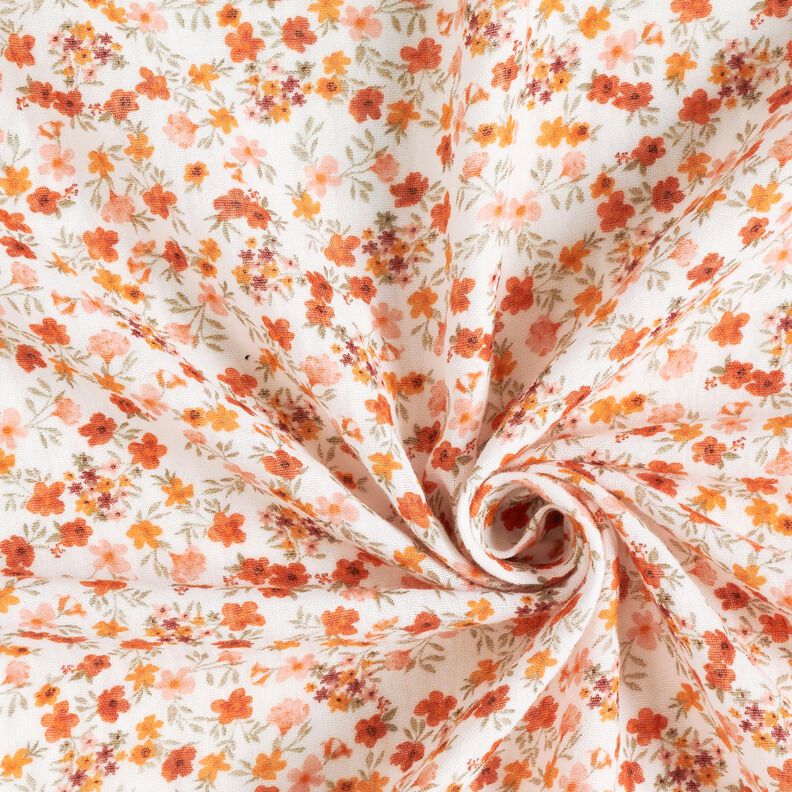 GOTS Double Gauze/Muslin little flowers Digital Print – offwhite,  image number 3