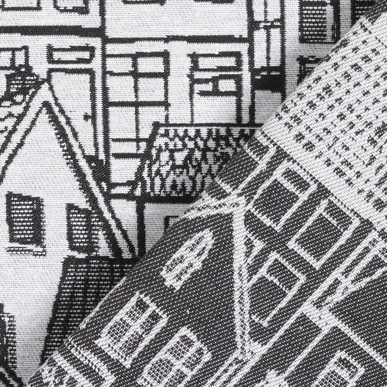 Decor Fabric Jacquard Village in line art – black/white,  image number 4