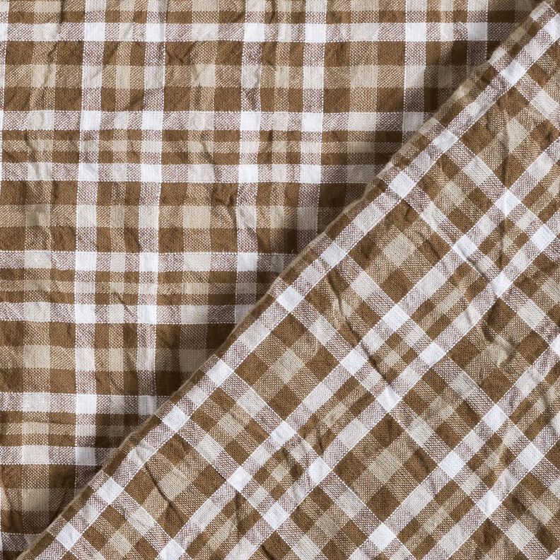 Checked crinkle look cotton fabric – caramel,  image number 4