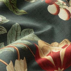 Decor Fabric Canvas Nostalgic Flowers – dark green, 