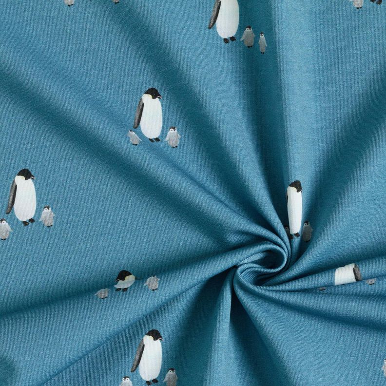 GOTS French Terry Penguin family Digital Print – denim blue,  image number 3