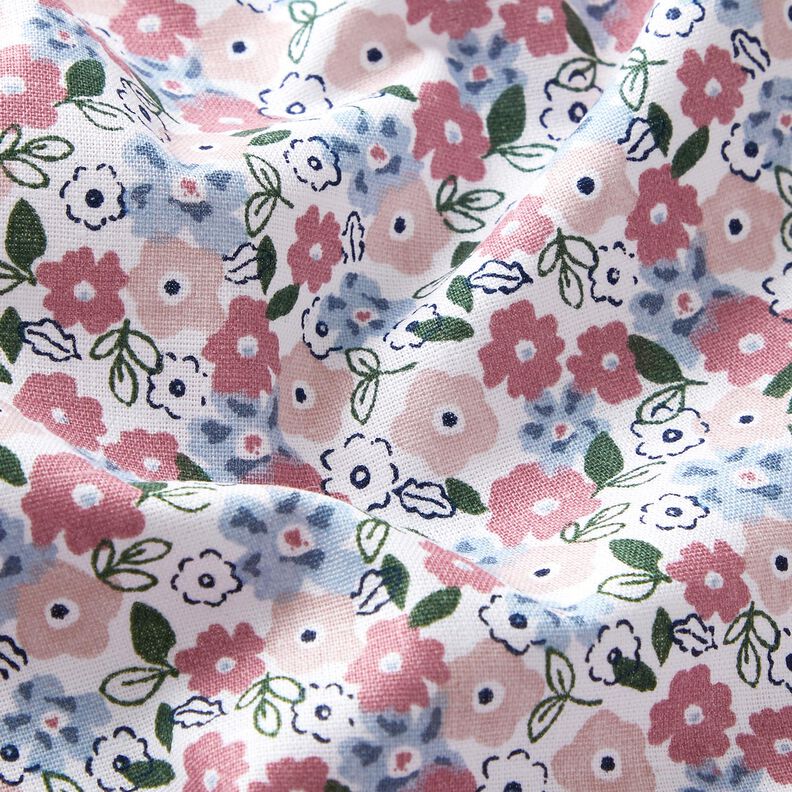 Organic Cotton Poplin sea of flowers – white/light blue,  image number 2