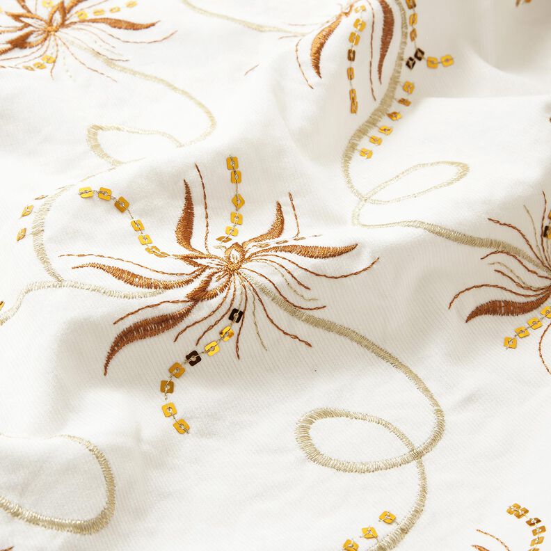 Needlecord floral embroidery and sequins – white/bronze,  image number 2