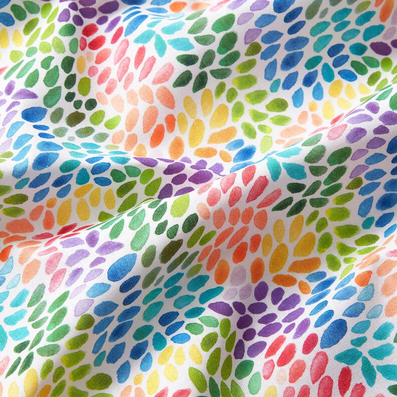 Cotton Poplin Rainbow polka dots Digital Print – white/colour mix,  image number 2