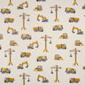 Decor Fabric Half Panama Construction site vehicles – natural/curry yellow,  thumbnail number 1