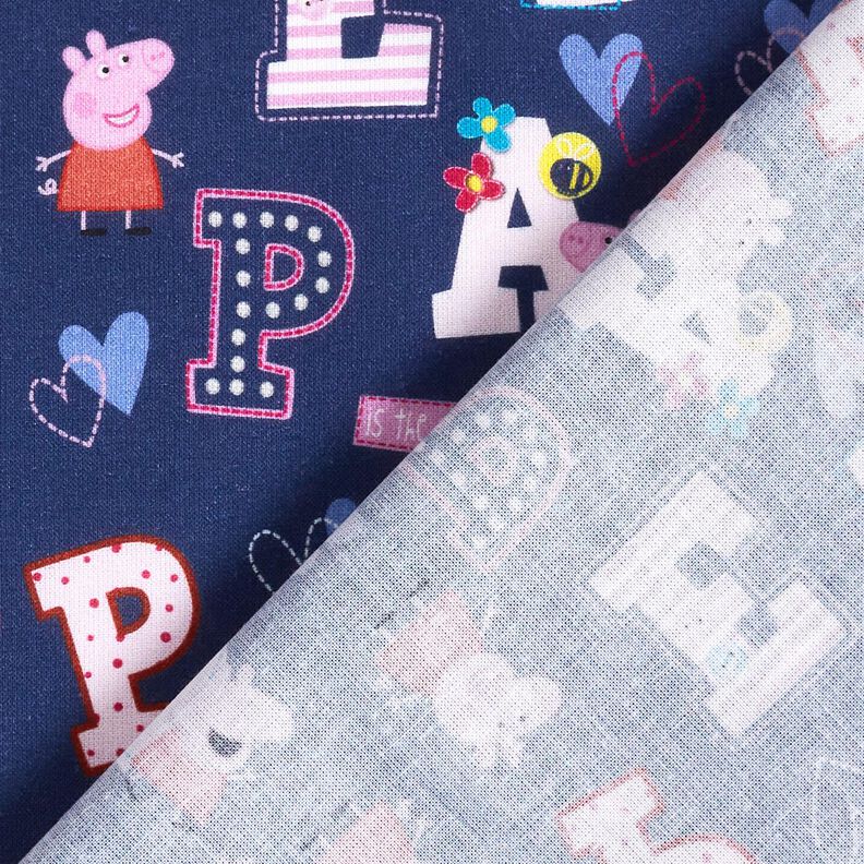 Cotton Poplin Peppa Pig Letters Licensed Fabric | ABC Ltd – indigo,  image number 4