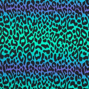 French Terry Gradient Leopard Digital Print – blue lilac/turquoise, 