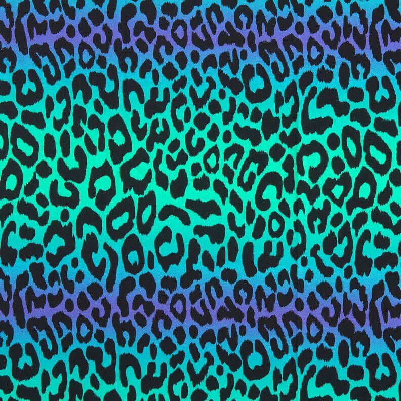 French Terry Gradient Leopard Digital Print – blue lilac/turquoise,  image number 1